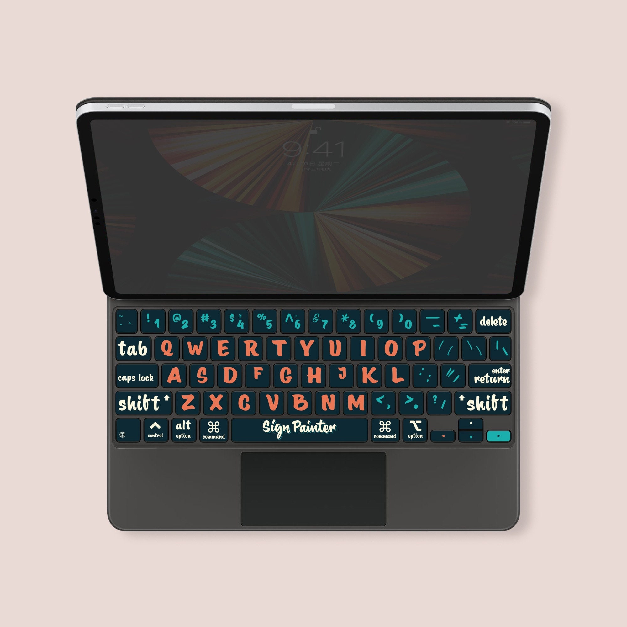Tablet Keypad Sticker Artistic Alphabets Key Sticker for Magic Keyboard for iPad | Vivid Key ...