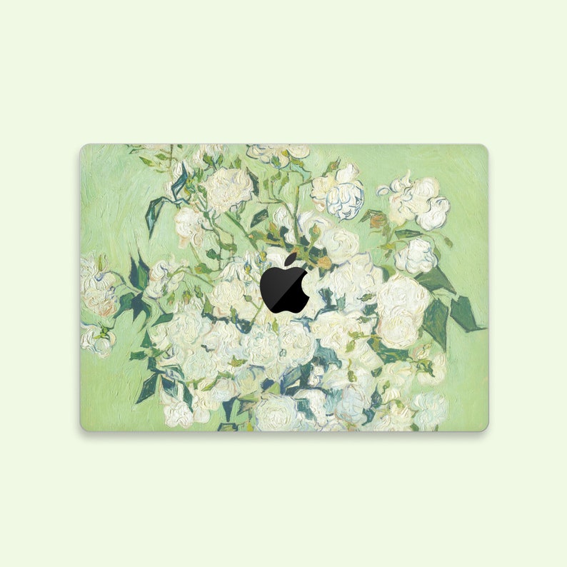 Laptop Skin MacBook Pro Sticker Apple Mac Air Decal Retina Touch Bar Cover MacBook Pro 16 Skin MacBook Pro 15 MacBook Air 13 White rose image 4