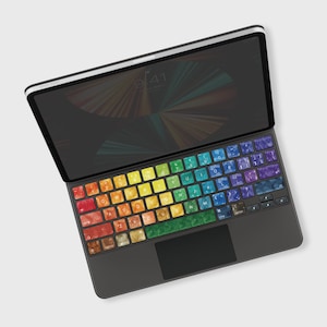 Rainbow Color Palette Key Stickers for iPad Magic Keyboard | Vivid Mosaic iPad Magic Keyboard Key Decal | iPad Pro Colorful Keyboard Skin