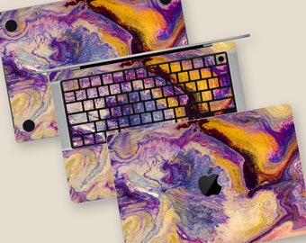 Liquid Art MacBook Skin | Vivid Color Fusion MacBook Pro Skin | Abstract Pattern MacBook Protective Film | Fluid Aesthetic MacBook Overlay