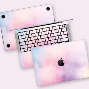 Pastelkleurige Cloudscape MacBook-skin | Dromerige aquarel zonsondergang verlopen MacBook Air Skin | Zachte pastelkleuren Celestial Design MacBook-beschermhoes