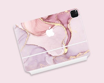 Pink Purple & Gold Marble Pattern iPad Magic Keyboard Skin | Luxury Marble Design iPad Magic Keyboard Decal | Rose Gold iPad Keyboard Cover