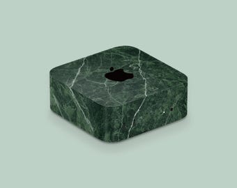 Natural Green Marble Mac Mini M4 Wrap for Elegant Desk Setup
