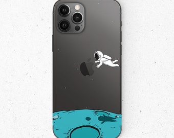 Astronaut Vinyl Clear iPhone Skin iPhone 14 Clear Stickers iPhone 13 Pro Max Skin Clear Skin iPhone back Clear Stickers