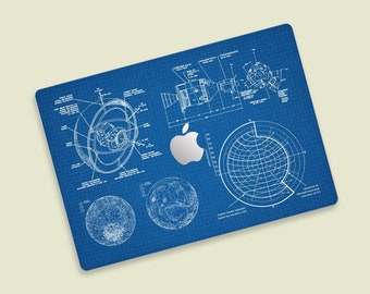 Astronomical Diagrams Classic Blueprint MacBook Pro Skin | Engineering Intersection MacBook Air Cover | Retro Tech Style MacBook Skin