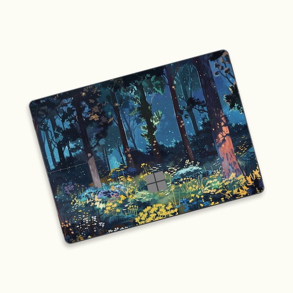 Mysterious Woods & Tranquil Nature Surface Pro Skin | Starlit Sky Surface Pro Cover | Nature Inspired Lush Woodlands Surface Go Decal