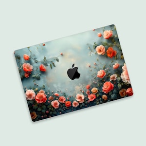 Floral Garden & Soft Pink Flowers MacBook Air Skin | Soft Pink Flowers MacBook Decal | Romantic Rose Pattern MacBook Anti-Scratch Wrap