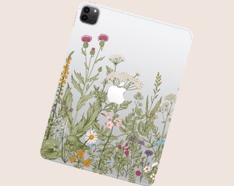 Nature's Blooms iPad Transparent Skin | Violet,Daisy & Herbaceous Plants iPad Skin | Wildflower Array and Country Garden iPad Clear Decal