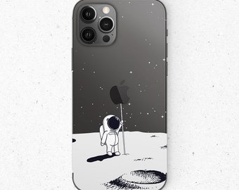 Moon Walk iPhone Pro 15 Skin, iPhone 15 Aerospace Space Theme Transparent Skin for iPhone Pro, Apple iPhone Accessories, Lunar Landing Skin