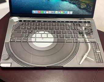 Skin pour MacBook Air DJ | Sticker pour MacBook Pro en vinyle, thème rythme | Skin rétro pour platine vinyle pour MacBook | artistique artistique pour ordinateur portable DJ | son vintage