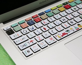 ホワイトキュートスキンキーボードステッカーノートパソコンMacBook