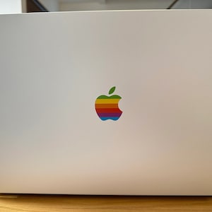 Retro Apple Logo Sticker, MacBook Pro Logo MacBook Air Sticker MacBook Vinyl Apple logo Sticker Apple Accessories image 2
