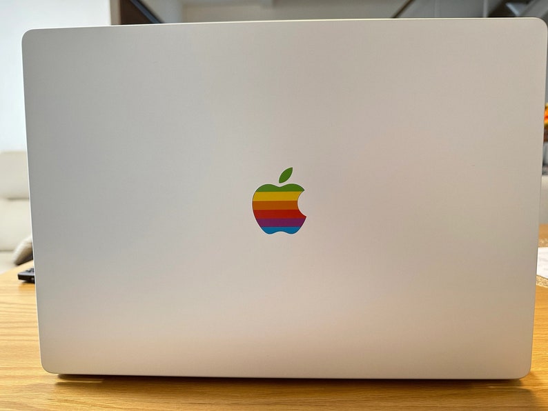 Retro Apple Logo Sticker, MacBook Pro Logo MacBook Air Sticker MacBook Vinyl Apple logo Sticker Apple Accessories image 2