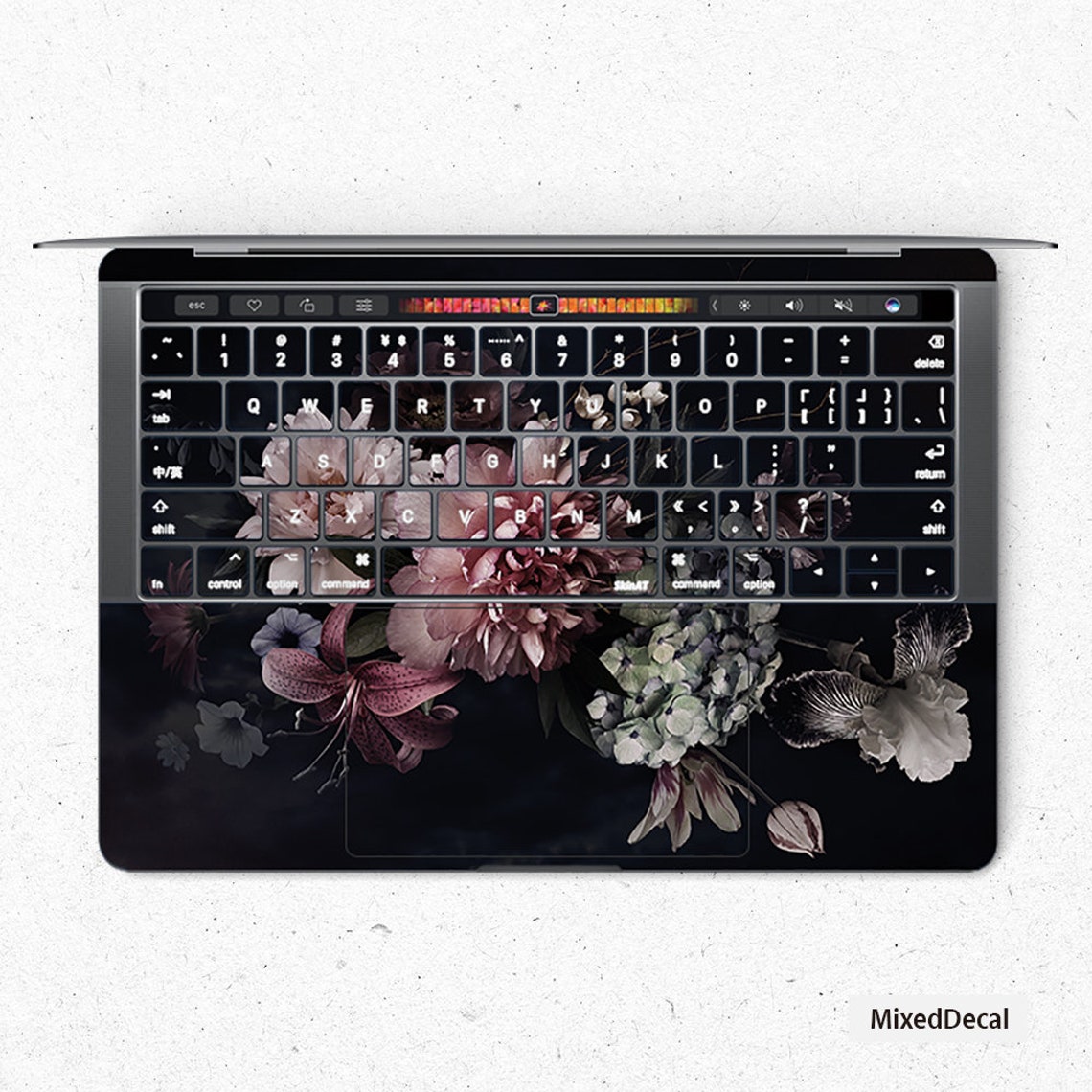 Dark Flower Keyboard Macbook Pro Touch 16 Skin Macbook Air Etsy