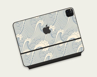 Japanese Seigaiha iPad Pro Magic Keyboard Skin | Zen-Inspired Waves Magic Keyboard for iPad Pro Skin | Japanese Wave Pattern iPad Pro Cover