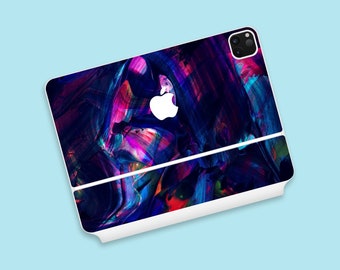 Liquid Light Illusion Magic Keyboard for iPad Pro Skin | Deep Purple and Blue Hues Abstract Art iPad Magic Keyboard Skin | iPad Accessory