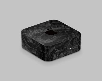 Abstract Black Fluid Mac Mini M4 Skin, Dark Chaotic Ink Art Mac Mini Decal, Edgy Desktop Wrap Gift for Tech Lover
