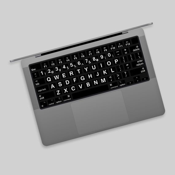 白黒大文字MacBookキーボードステッカー - MacBook Pro用アクセサリー
