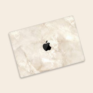 Cream Marble Texture MacBook Protective Skin | Refined Stone Pattern MacBook Air Decal | Classic Beige Marble Look MacBook Pro Wrap