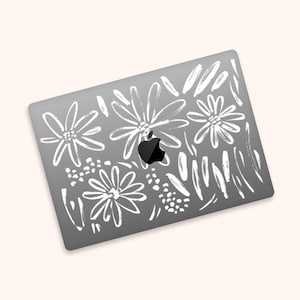 Hand Drawn Flowers Laptop Skin MacBook Air 13 Skin MacBook Pro decal MacBook Pro 14 Clear Sticker minimalist style MacBook Pro 16 Skin