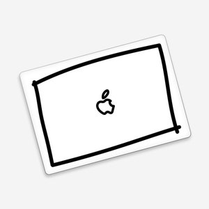 Gestroomlijnde MacBook-skin met zwart frame | Moderne MacBook Pro-skin met zwarte rand | Iconische omtrek MacBook-skin | Zwart-wit chique designer MacBook-skin