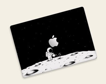 Moon Astronaut MacBook Pro Skin, Hand-drawn Sci-Fi MacBook Decal, Space Lover Laptop Wrap Gift
