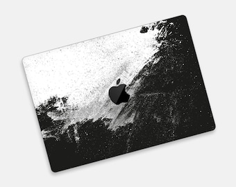 Black and White Ink Splash MacBook Pro Skin | Monochrome Eruption MacBook Cover | Abstract Art MacBook Decal | Ink Blot Laptop Decal