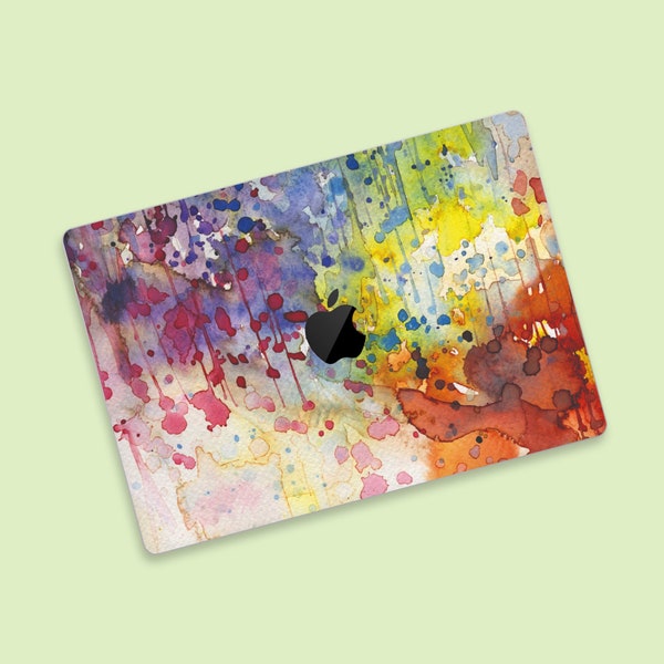 Abstraktes Aquarell MacBook Air Skin | Lebendige Farben Aquarell Ästhetik MacBook Pro Aufkleber | Creative Splash MacBook Schutzfolie