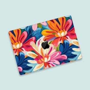 Colorful Blossoms MacBook Air Skin | Bold Petals MacBook Pro Decal | Fresh Floral MacBook Wrap | Flowing Forms MacBook Protective Skin