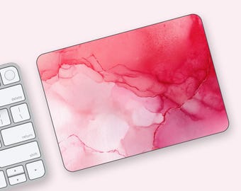 Blush Red Watercolor Magic Trackpad Skin, Feminine Fluid Art Decal, Pink Ombre Trackpad Wrap