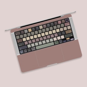Elegant Color Combination MacBook Inside Skin | Vintage Pink MacBook Palm Rest Skin & Colorful Keyboard Stickers Combination | MacBook Decal