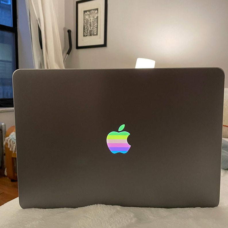 Retro Apple Logo Sticker, MacBook Pro Logo MacBook Air Sticker MacBook Vinyl Apple logo Sticker Apple Accessories image 7