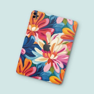 Bloom Floral Pattern & Painterly Style iPad Pro Skin | Colorful Artwork iPad Protective Skin | Spring Fiesta Colorful iPad Decal