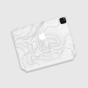 Geometric Pattern iPad Magic Keyboard Transparent Skin - Topographic Contour Lines Protective Decal