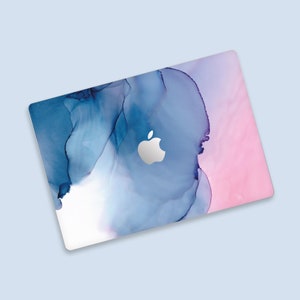 Dreamy Watercolor MacBook Skin | Artistic Rendering MacBook Decal | Tranquil Blue and Soft Pink Blending MacBook Skin | MacBook Decal