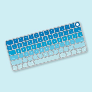 Blue Gradient Keyboard Sticker for Magic Keyboard with Touch ID Model A2449 or A2450, Keyboard Decals