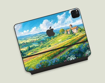 Nature's Palette iPad Magic Keyboard Skin | Pastoral Landscape iPad Magic Keyboard Cover | Hand-Draw Countryside iPad Magic Keyboard Skin