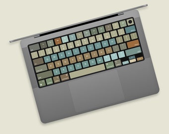 Retro Green MacBook Keyboard Sticker | Creative Keys Artistic MacBook Key Skin | Individual Chromatic Design Sticker for Mac Keyboard Keys