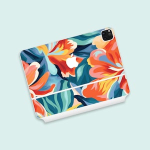 Bold Colors Flowers Abstract Art iPad Magic Keyboard Skin | Fiery Bloom Magic Keyboard for iPad Pro Skin | Artistic Flair iPad Air Accessory