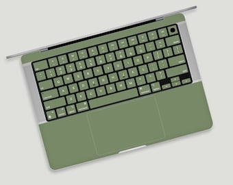 May include: A green laptop computer with a silver keyboard and trackpad. The keys are labelled with letters and numbers.