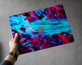 Fluid Abstract MacBook Pro Skin, Neon Wave MacBook Air Decal, Colorful Cosmic Art Laptop Wrap