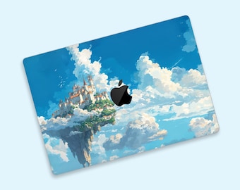 Skin pour MacBook Air Château dans le ciel | Skin MacBook, Château flottant dessiné à la main | Housse de protection pour MacBook style manga Ghibli | Sticker MacBook