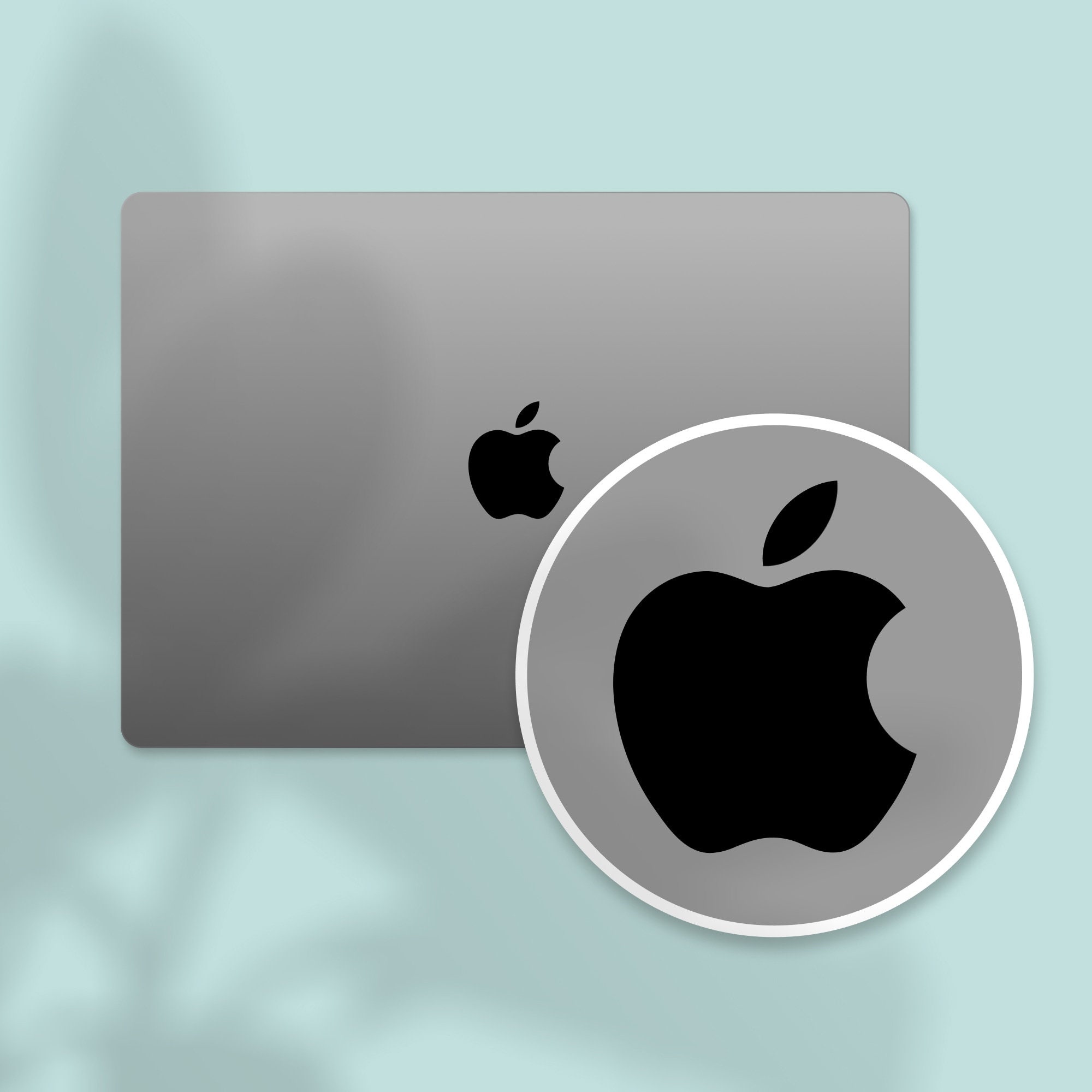 クラシックマットブラック仕上げのMacBookロゴステッカー | 反射防止