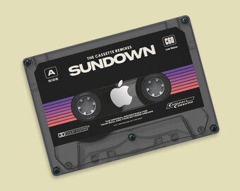 Sundown Tape MacBook Skin – Retro Cassette Design MacBook Decal, 3M Adhesive, Ultra-Thin MacBook Cover, Scratch-Resistant, No Bubbles