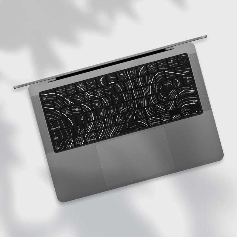 Topographic Line Art Transparent MacBook Keyboard Skin, Minimal Contour ...