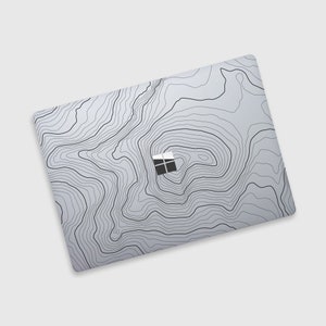 Topografische kaart transparant oppervlak Laptopskin｜Minimalistisch terrein Clear Surface Book-skin | Subtiele topografie oppervlaktehuid | Laptopsticker: