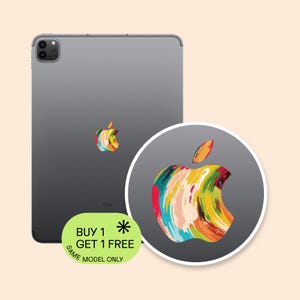 Artistic Brush Strokes Apple Logo Sticker | Colorful MacBook Logo Sticker | Abstract Art iPad Logo Sticker | Modern Art iPhone Logo Decal