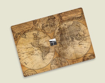 Vintage World Map Surface Book Skin | Antique Bronze Map Surface Laptop Skin | Exploration Spirit Surface Book & Surface Laptop Skin