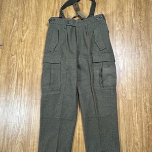 Vintage 1960&#39;s Kurt Begemann 32x29 Heavy Wool German Army Cargo Pants Military Mens Free Shipping