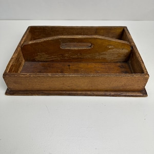 Vintage Wood Farm House Farmhouse Cottage decor Tool Tray Handle  Utensil Cutlery Primitive Free Shipping